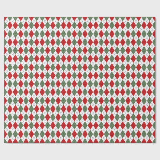Papier Cadeau Green and Red Argyle Pattern (Plat)