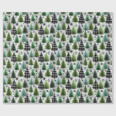 Papier Cadeau Green, Black Plaid & Houndstooth Christmas Pattern (Plat)