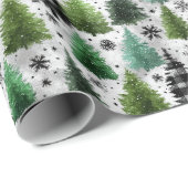 Papier Cadeau Green, Black Plaid & Houndstooth Christmas Pattern (Coin rond)