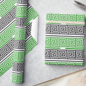 Papier Cadeau Green Black White Greek Key Fret Pattern Design 