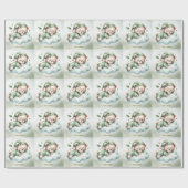 Papier Cadeau Green Boho Sleeping Teddy Bear mignonne Party (Plat)