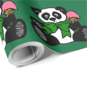 Papier Cadeau Green Bowtie Panda (Coin rond)