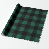 Papier Cadeau Green Buffalo Check Plaid Fête Personnalisée (Déroulé)