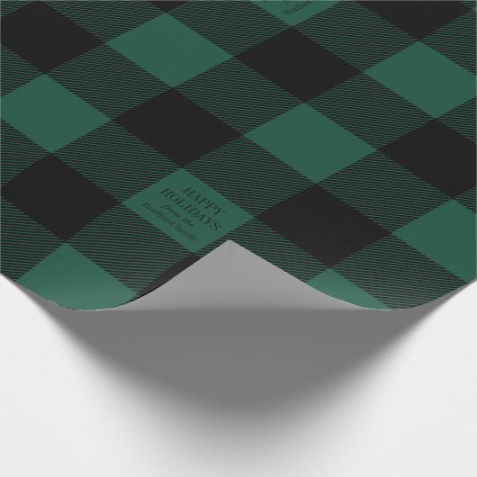 Papier Cadeau Green Buffalo Check Plaid Fête Personnalisée (Coin)