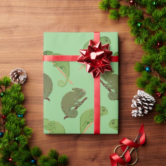 Papier Cadeau Green Chameleons Lizard Art (Cadeau de vacances)