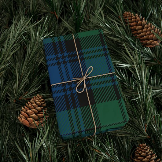 Papier Cadeau Green Check Plaid Rustic Classic Campbell Tartan
