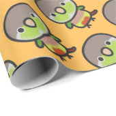 Papier Cadeau Green-cheeked parakeet / Pineapple (Coin rond)