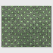 Papier Cadeau Green Christmas Stars Burlap (Plat)