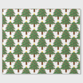Papier Cadeau Green Christmas Tree Pattern Thunder_Cove white (Plat)