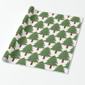Papier Cadeau Green Christmas Tree Pattern Thunder_Cove white (Déroulé)