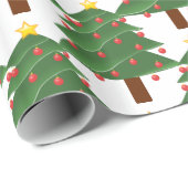 Papier Cadeau Green Christmas Tree Pattern Thunder_Cove white (Coin rond)