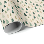 Papier Cadeau Green Christmas Tree Wrapping Paper (Coin rond)
