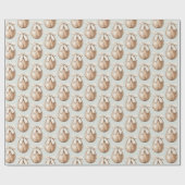 Papier Cadeau Green Cream Bow Brown Faux Wood Easter Egg (Plat)