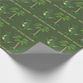 Papier Cadeau Green Cute Cartoon T-rex Dinosaur Joyeux anniversa (Coin)