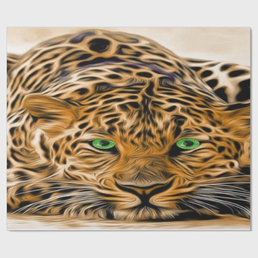 Papier Cadeau Green Eye Leopard nom Fred (Plat)