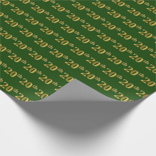Papier Cadeau Green, Faux Gold 20th (Vingtième) Event (Coin)