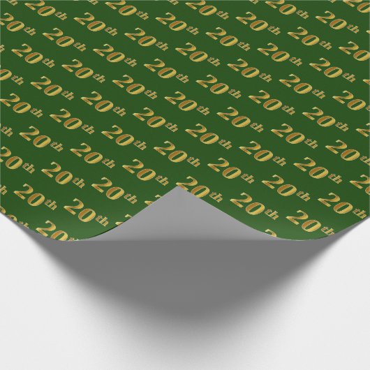 Papier Cadeau Green, Faux Gold 20th (Vingtième) Event (Coin)