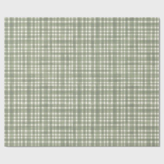 Papier Cadeau Green Gingham Plaid Wrapping Paper (Plat)