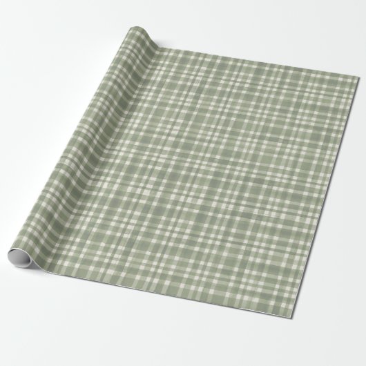 Papier Cadeau Green Gingham Plaid Wrapping Paper (Déroulé)