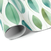 Papier Cadeau Green Glam Gold Feuilles Abstrait (Coin rond)