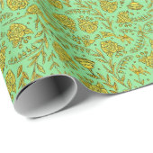 Papier Cadeau Green & Gold Floral Wrapping Paper (Coin rond)