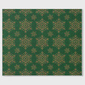 Papier Cadeau Green Gold Snowflakes Arrière - plan rustique (Plat)