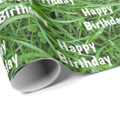 Papier Cadeau Green Grass Joyeux anniversaire (Coin rond)