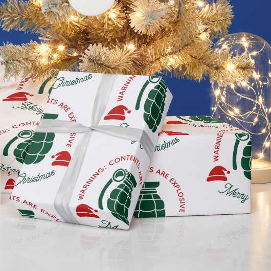 Papier Cadeau Green Grenade Christmas Wrapping Paper (Vacances)
