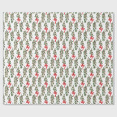 Papier Cadeau Green Holly Garland avec Red Bows Noël (Plat)