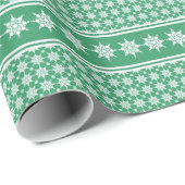Papier Cadeau Green Joli hiver Flammes de neige Noël de Noël (Coin rond)