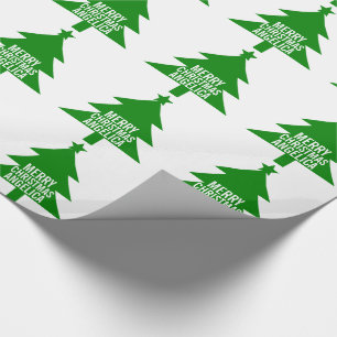 Papier Cadeau Green Joyeux Noël Arbre Vacances Nom personnalisé