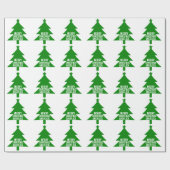 Papier Cadeau Green Joyeux Noël Arbre Vacances Nom personnalisé (Plat)