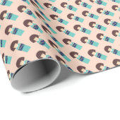 Papier Cadeau Green_Kimono Doll_pink back  (Coin rond)