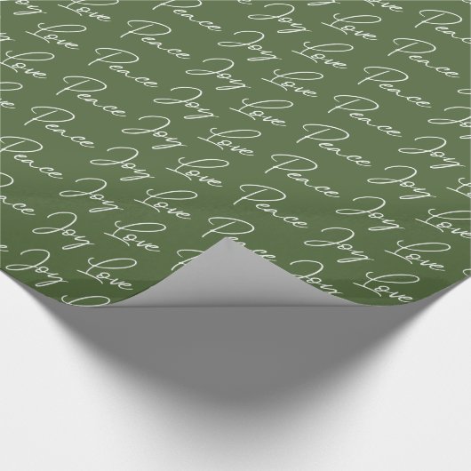 Papier Cadeau Green Love Peace Joy Christmas Wrapper Paper (Coin)