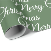 Papier Cadeau Green Merry Christmas (Coin rond)
