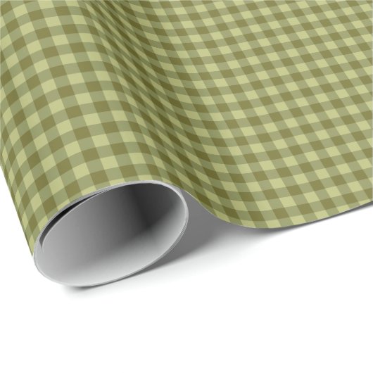 Papier Cadeau Green micro gingham plaid pattern gift wrap (Coin rond)