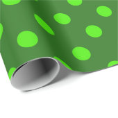 Papier Cadeau Green On Dark Green Polka Dots Pattern Design  (Coin rond)