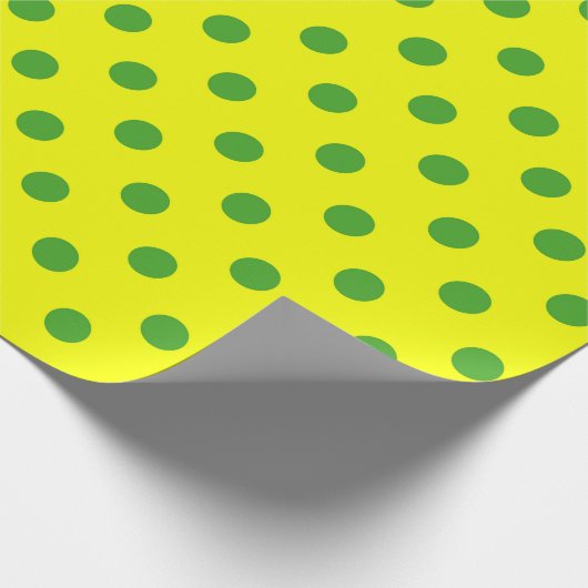 Papier Cadeau Green On Yellow Polka Dots Pattern Design (Coin)