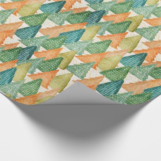 Papier Cadeau Green Orange Minimal Tendance PINE TREE NOËL (Coin)