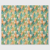 Papier Cadeau Green Orange Minimal Tendance PINE TREE NOËL (Plat)