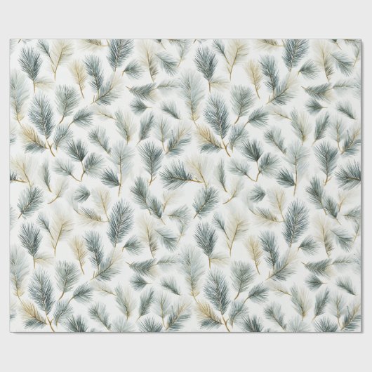 Papier Cadeau Green painterly spruce and pine pattern (Plat)