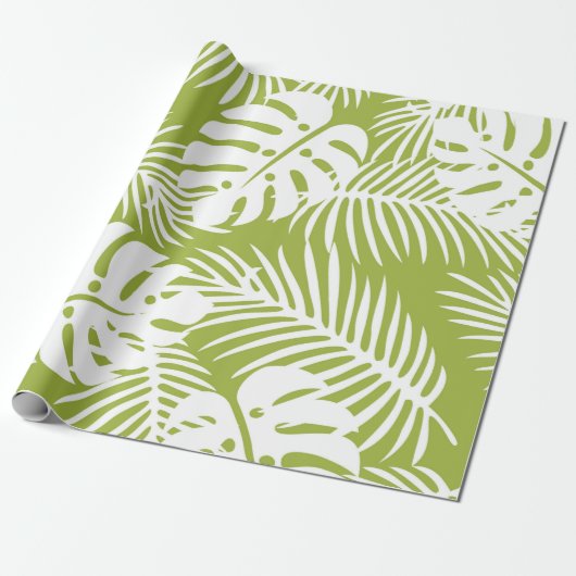 Papier Cadeau Green Palm Feuille Rainforest Motif (Déroulé)