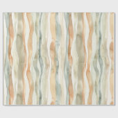 Papier Cadeau Green Peach Cream Stripes Birthday (Plat)