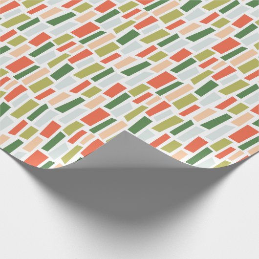 Papier Cadeau Green Peach Orange Broken Rectangle Mosaic Pattern (Coin)