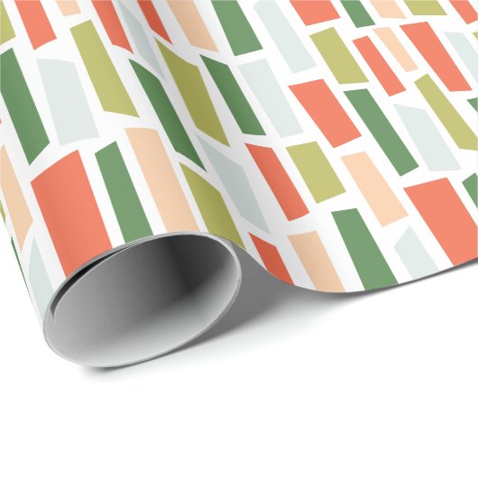 Papier Cadeau Green Peach Orange Broken Rectangle Mosaic Pattern (Coin rond)
