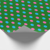 Papier Cadeau Green Pink Blue Polka Dot Pattern (Coin)