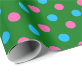 Papier Cadeau Green Pink Blue Polka Dot Pattern (Coin rond)