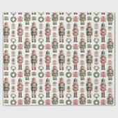 Papier Cadeau Green-Pink Nutcracker Holiday Pattern (Plat)