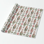 Papier Cadeau Green-Pink Nutcracker Holiday Pattern (Déroulé)
