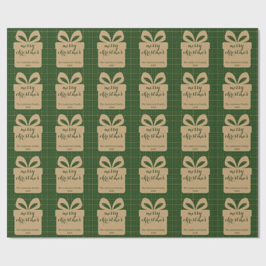 Papier Cadeau Green Plaid Christmas Festive Pattern -  (Plat)